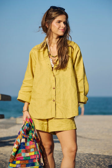 Short trancoso linho verde