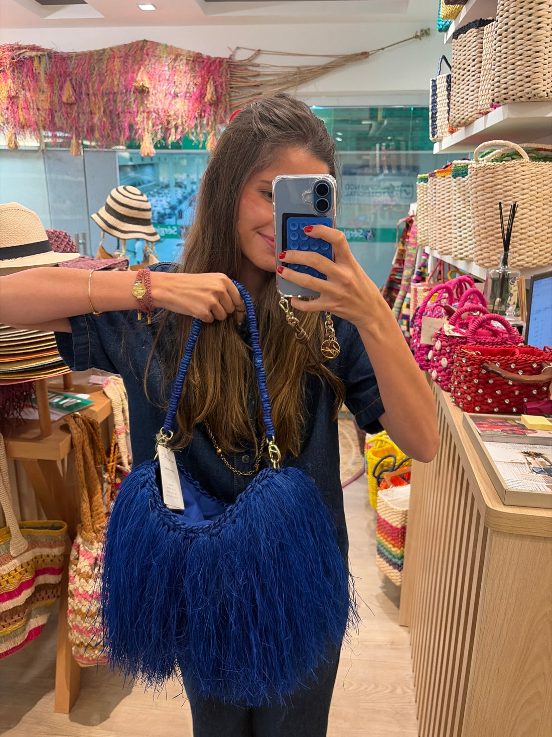 Palha Greta Shoulder Azul