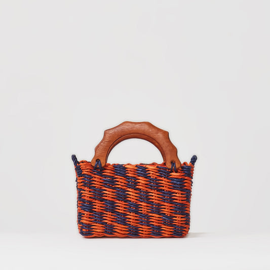 Mini Straw Gaia – Orange and Navy Blue
