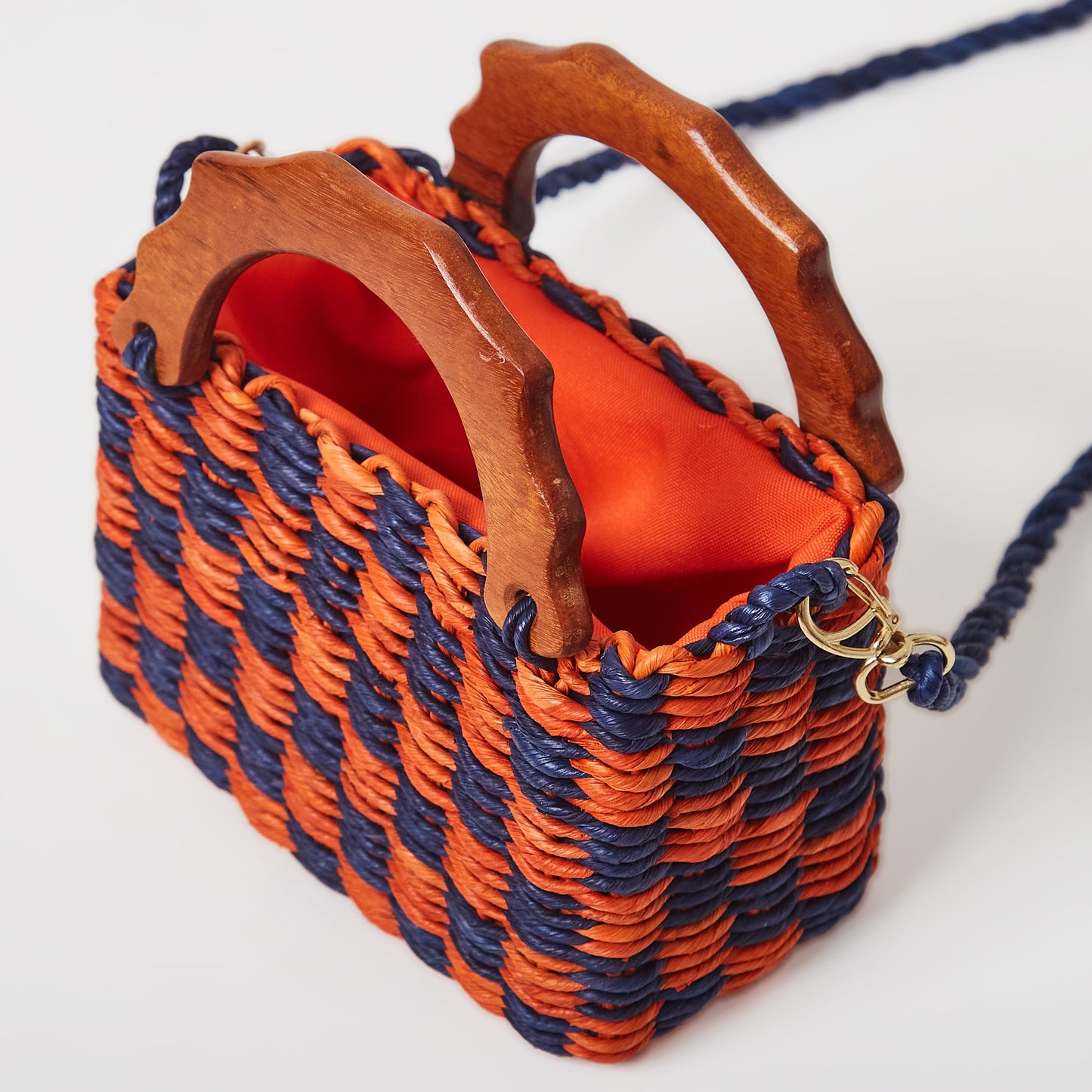 Mini Straw Gaia – Orange and Navy Blue